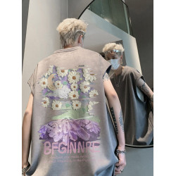 麂皮絨背心男潮牌夏季寬松運動籃球健身無袖t恤重磅美式復古坎肩