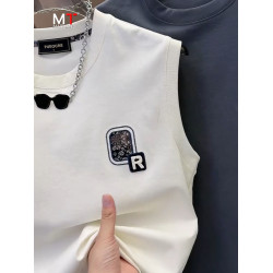 高級純棉背心男士無袖t恤2025新款夏季潮牌印花休閒運動坎肩男款