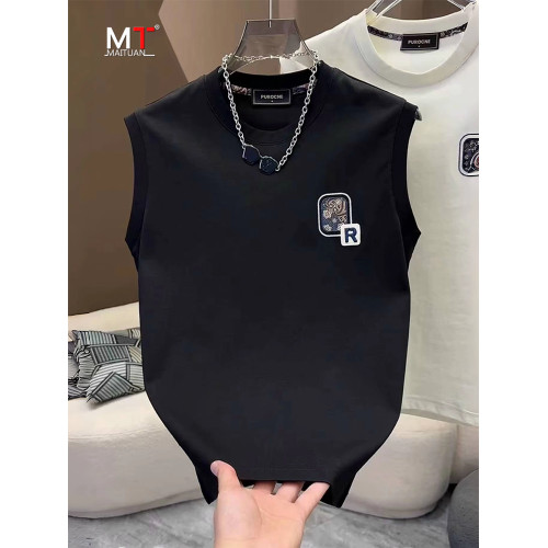 高級純棉背心男士無袖t恤2025新款夏季潮牌印花休閒運動坎肩男款