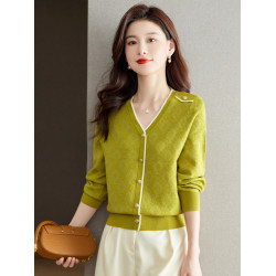 小香風針織衫女短款2025新款時尚洋氣薄款毛衣外穿寬松羊毛打底衫