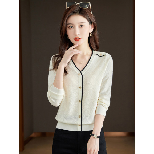 小香風針織衫女短款2025新款時尚洋氣薄款毛衣外穿寬松羊毛打底衫