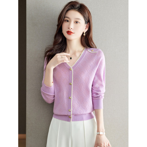 小香風針織衫女短款2025新款時尚洋氣薄款毛衣外穿寬松羊毛打底衫