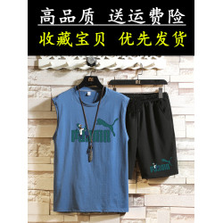青少年運動套裝13男孩無袖t恤14初中學生背心短褲12-15嵗大童夏裝