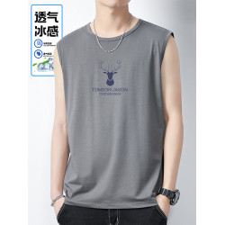 高級冰絲莫代爾棉背心男士夏季2025新款運動速乾坎肩無袖T恤男款