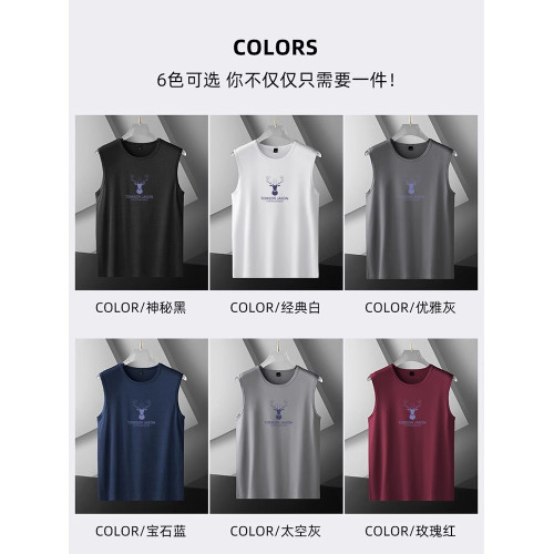 高級冰絲莫代爾棉背心男士夏季2025新款運動速乾坎肩無袖T恤男款