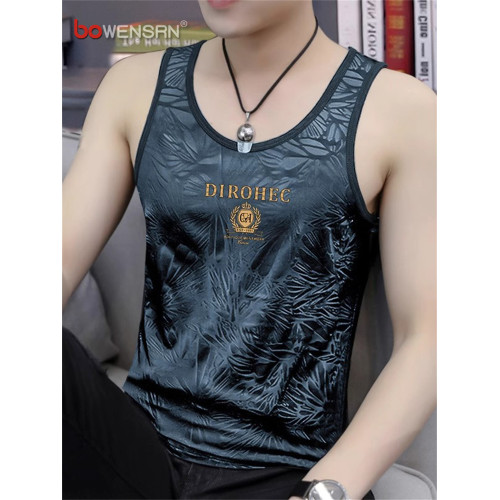 高級冰絲背心男士無袖t恤2025新款夏季健身運動坎肩修身汗衫男款