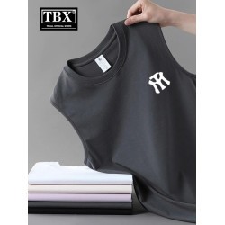 100%純棉背心男士夏季薄款健身運動外穿坎肩白色打底無袖T恤男款