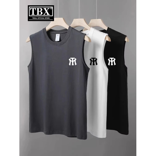 100%純棉背心男士夏季薄款健身運動外穿坎肩白色打底無袖T恤男款