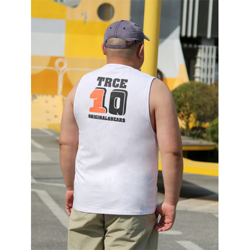 TRCE鐳創 原創“10”情侶款夏季寬松大碼舒適字母卡通印花熊背心