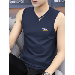 高級莫代爾寬肩背心男士坎肩無袖T恤運動外穿健身上衣服打底汗衫