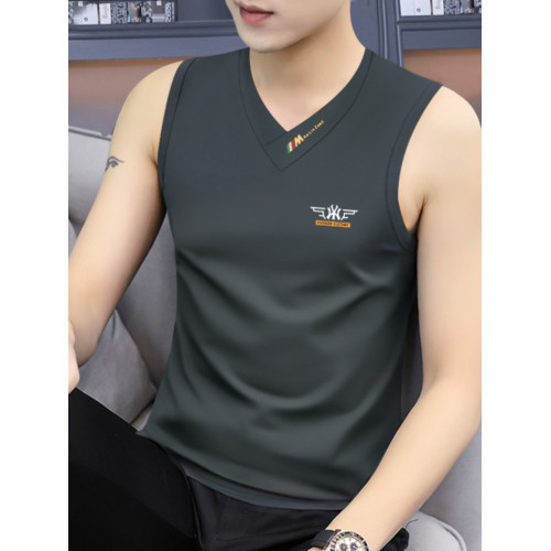 高級莫代爾寬肩背心男士坎肩無袖T恤運動外穿健身上衣服打底汗衫