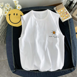 美式小衆潮流露營印花背心男青少年大碼坎肩純棉220g無袖t恤夏款