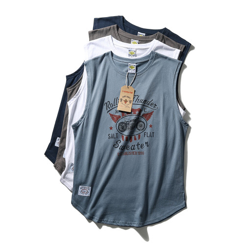 健身背心男夏季寬松訓練美式運動擼鐵純棉寬肩坎肩男士跨欄T恤衫