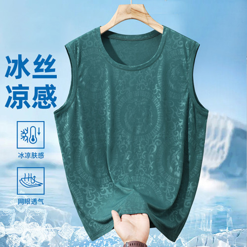 大碼冰絲無袖背心男夏季新款寬松休閒運動坎肩加肥加大跑步健身服