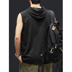 JEEP吉普連帽坎肩t恤衫男2025新款痞帥運動潮牌冰絲圓領無袖背心