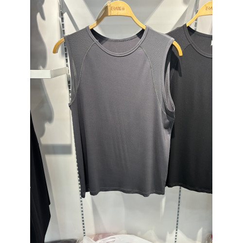 一裳85522男寬肩背心無袖汗衫圓領竹纖維網眼T運動健身打底外穿薄