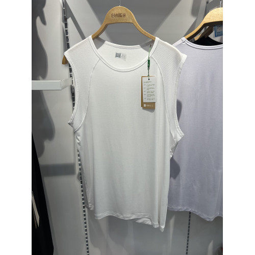 一裳85522男寬肩背心無袖汗衫圓領竹纖維網眼T運動健身打底外穿薄