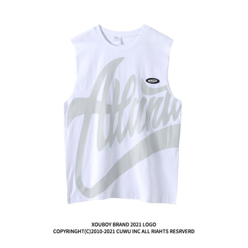 ins高街字母印花坎肩背心男潮牌外穿街頭嘻哈寬松hiphop無袖T恤衫