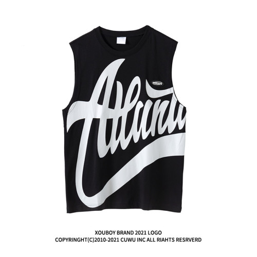 ins高街字母印花坎肩背心男潮牌外穿街頭嘻哈寬松hiphop無袖T恤衫