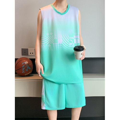 無袖籃球服套裝男寬松運動服2025新款背心冰絲速乾帥氣T恤青少年