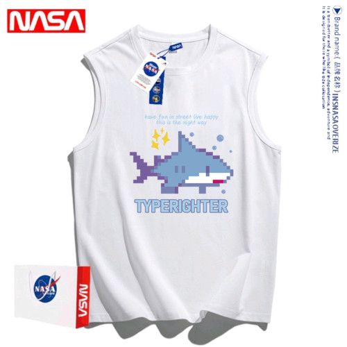 NASA官方旗艦鯊魚坎肩背心男士2025新款夏季運動純棉無袖t恤外穿