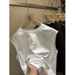 高品質！王簰質感！made in！印花男士純色無袖T恤背心25050