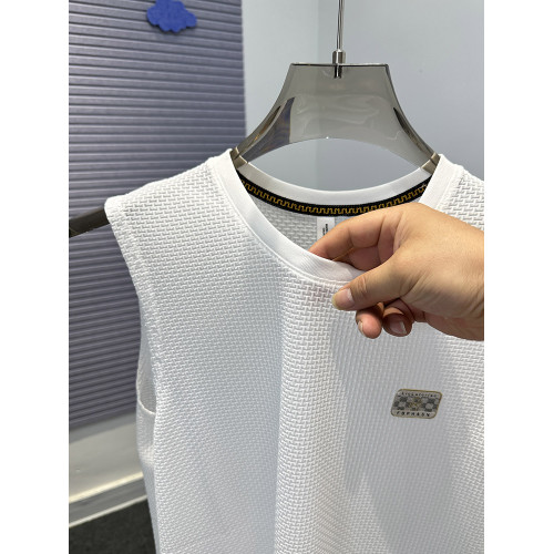 高級純色冰絲背心男款夏季潮牌寬松大碼無袖T恤男士運動休閒坎肩t