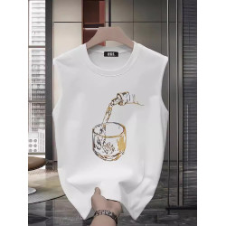 2025夏季新款無袖背心男t恤籃球運動坎肩寬松休閒百搭打底汗衫潮