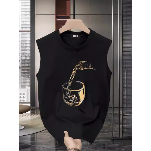 2025夏季新款無袖背心男t恤籃球運動坎肩寬松休閒百搭打底汗衫潮