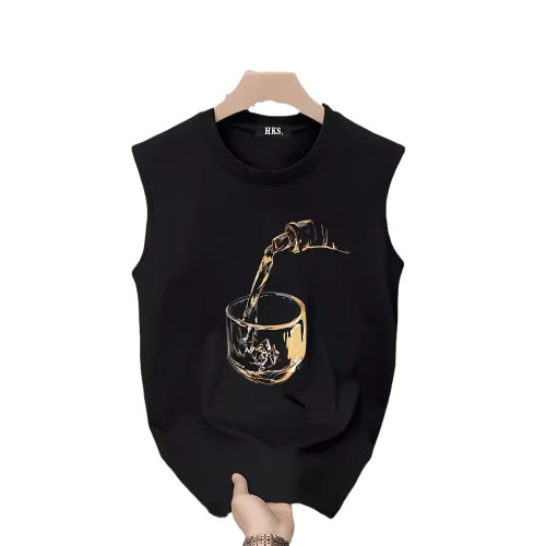 2025夏季新款無袖背心男t恤籃球運動坎肩寬松休閒百搭打底汗衫潮