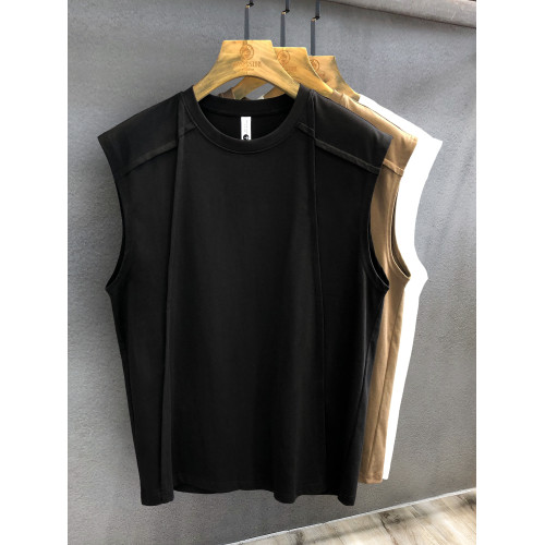 極簡解搆設計286g純棉重磅無袖T恤男士坎肩2025寬松運動健身背心