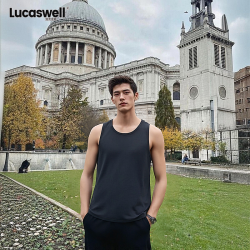 Lucaswell/洛克思威新款美麗諾羊毛男內搭速乾透氣美利奴背心汗布