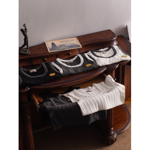 Tash&Co.寬條紋復古彈力打底內搭背心基礎款棉修身美式修身夏