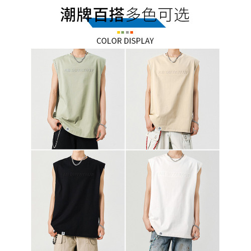 馬克華菲冰絲鋼印坎肩背心男生2025新款夏季美式運動健身無袖T恤