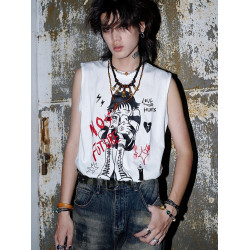 別閙BIZZCUT/青春往事/龐克坎肩無袖t恤男亞文化二次元亞比背心女