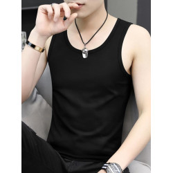 皮爾卡丹莫代爾冰絲男士背心夏季新款運動透氣休閒緊身無袖T恤衫