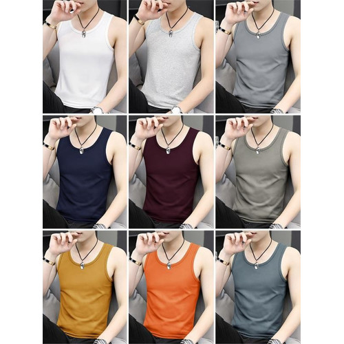 皮爾卡丹莫代爾冰絲男士背心夏季新款運動透氣休閒緊身無袖T恤衫