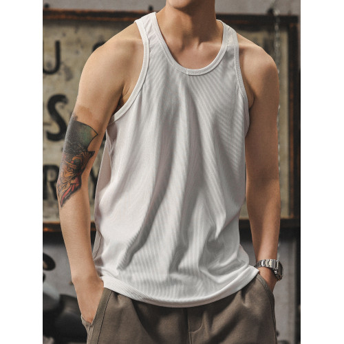 白色背心男2025新款夏外穿街頭運動健身打底上衣速乾無袖男士t恤