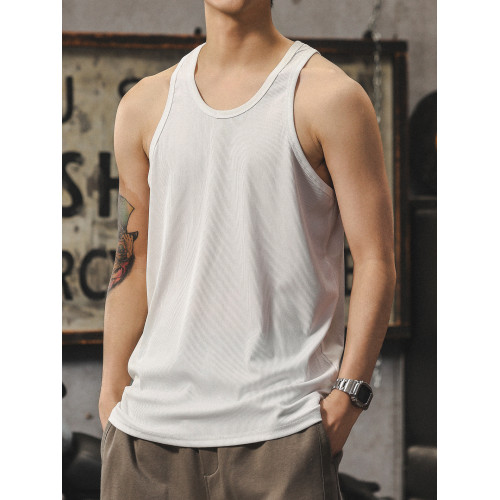 白色背心男2025新款夏外穿街頭運動健身打底上衣速乾無袖男士t恤