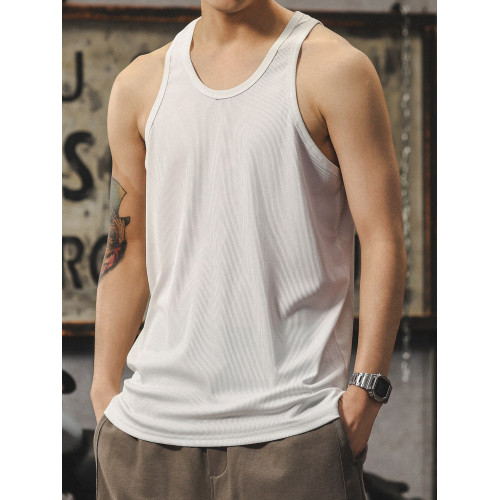 白色背心男2025新款夏外穿街頭運動健身打底上衣速乾無袖男士t恤