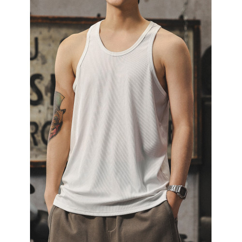白色背心男2025新款夏外穿街頭運動健身打底上衣速乾無袖男士t恤