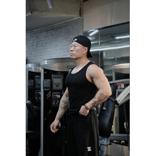 ZEKE LAB「緊身螺紋背心」基礎百搭內搭 純色復古美式休閒無袖T恤