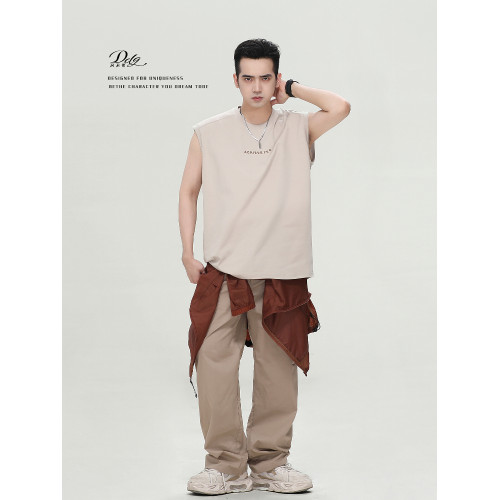 冰絲速乾無袖背心男款2025新款青少年美式坎肩無痕健身運動t恤男