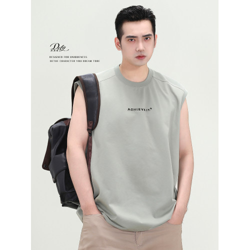 冰絲速乾無袖背心男款2025新款青少年美式坎肩無痕健身運動t恤男