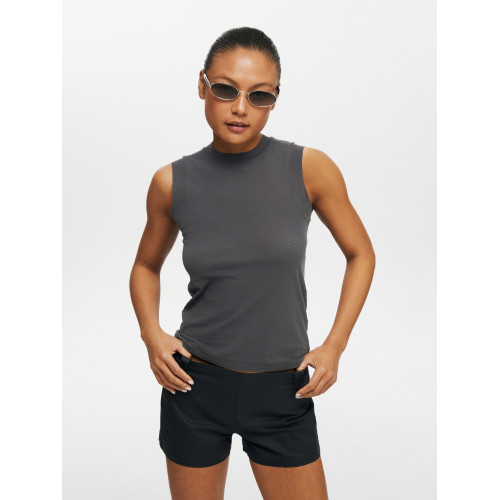 Oneup全棉薄款散邊設計女背心夏季外穿修身百搭透氣內搭打底上衣