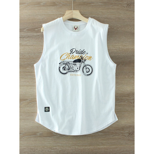 美式休閒 出口訂單夏季純棉背心籃球運動坎肩男士圓領無袖T恤