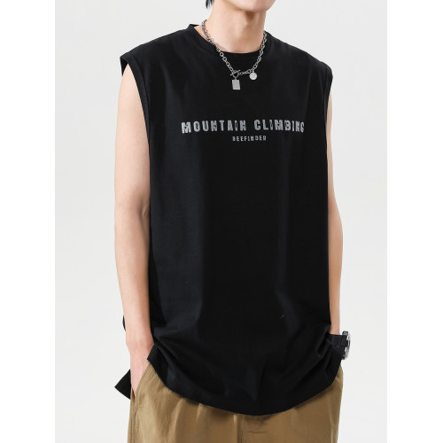 無袖運動背心男士夏季潮牌純棉健身寬肩坎肩2025新款籃球短袖t恤