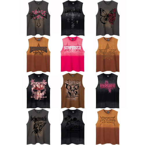 別致的少年美式潮牌復古寬松痞帥風外穿無袖坎肩背心男款夏季潮流