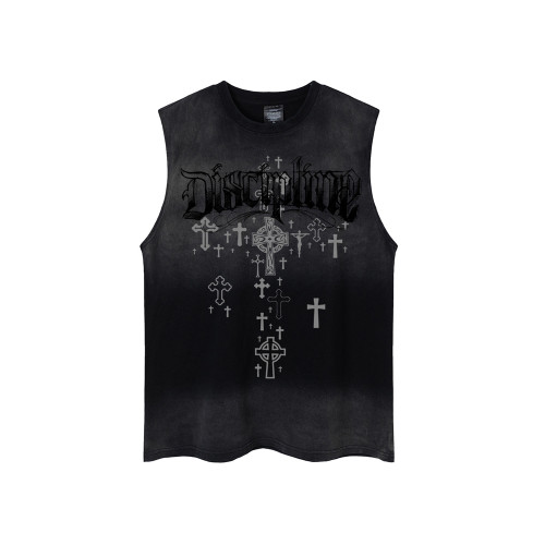 別致的少年美式潮牌復古寬松痞帥風外穿無袖坎肩背心男款夏季潮流