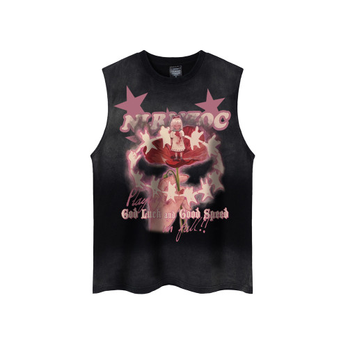 別致的少年美式潮牌復古寬松痞帥風外穿無袖坎肩背心男款夏季潮流